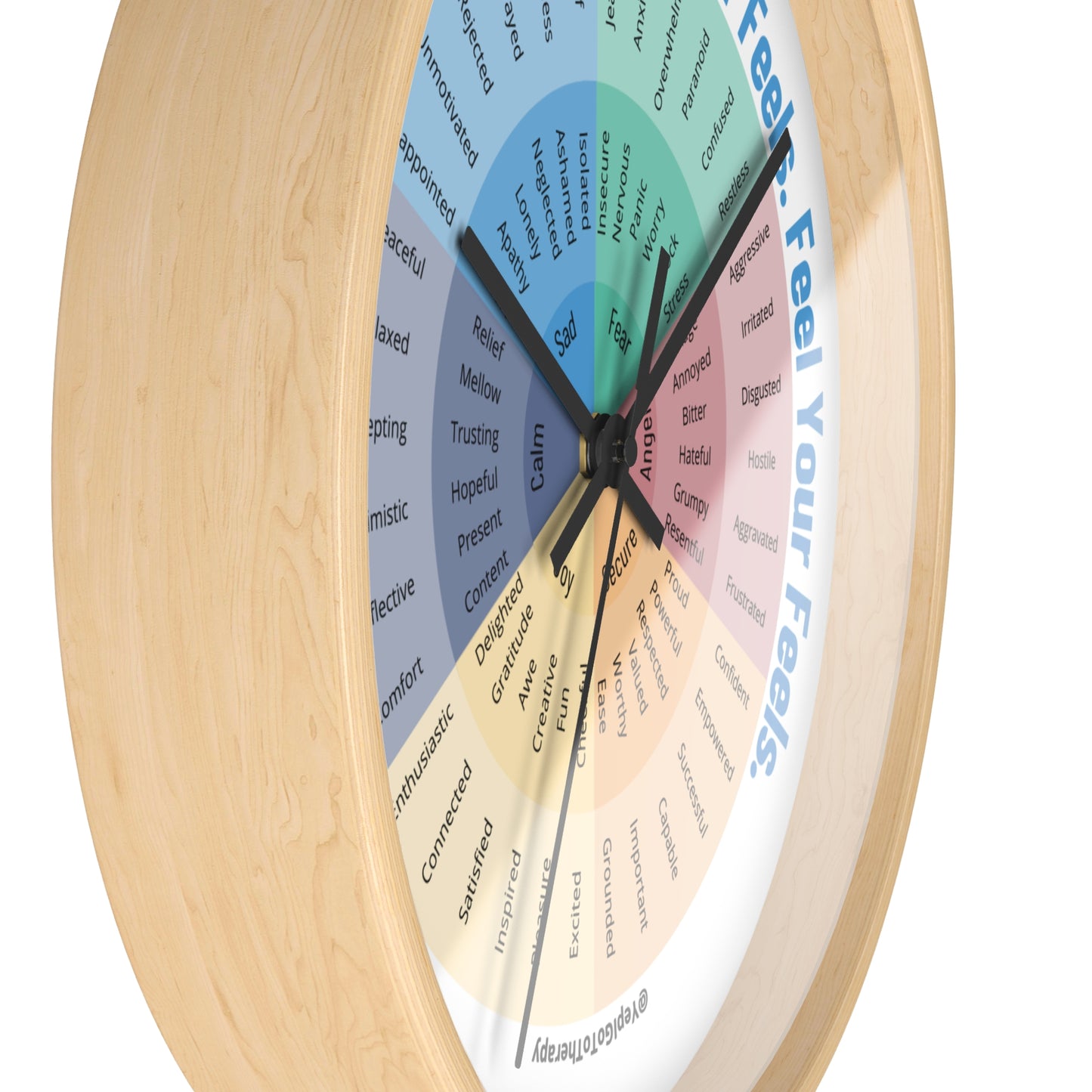 Emotion Wheel Wall Clock - Mental Health "Feel Your Feels" Design