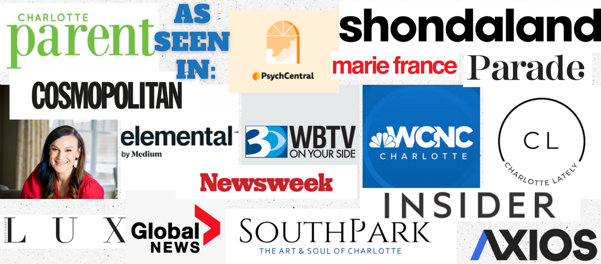 As seen in Cosmopolitan, Shondaland, Parade, Newsweek, Insider, Axios, WBTV, WCNC, and SouthPark Magazine