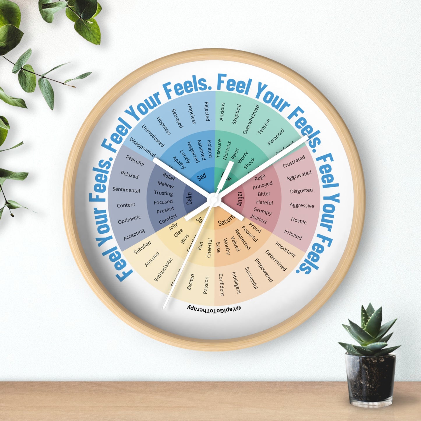 Emotional Mood Wall Clock - "Feel Your Feels" Design