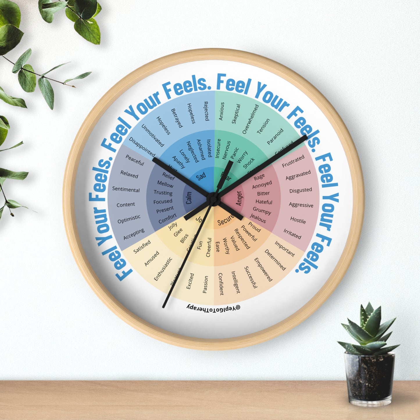 Emotional Mood Wall Clock - "Feel Your Feels" Design