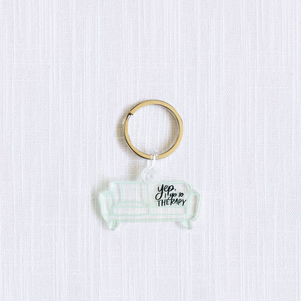 Yep, I go to therapy couch keychain